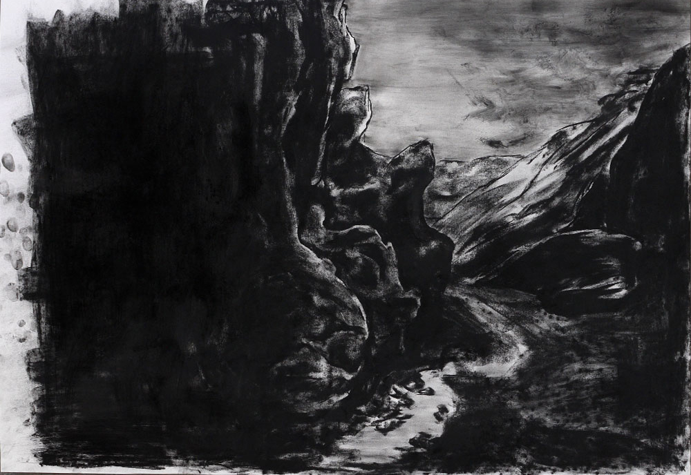 Iceland, Charcoal on paper