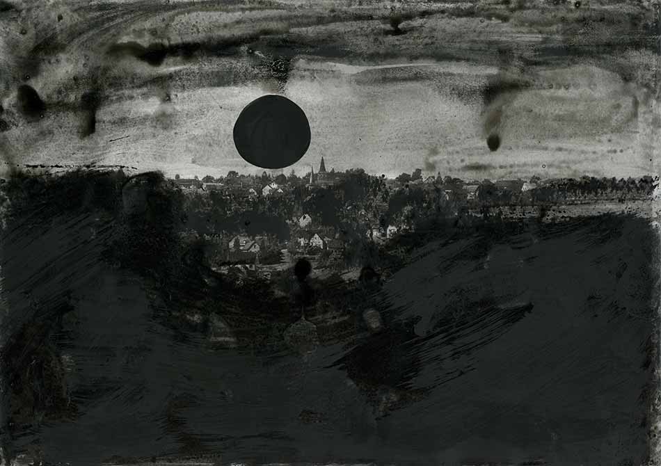 Sonne für Sander, indian ink on lasercopy, ca. 29 x 42 cm