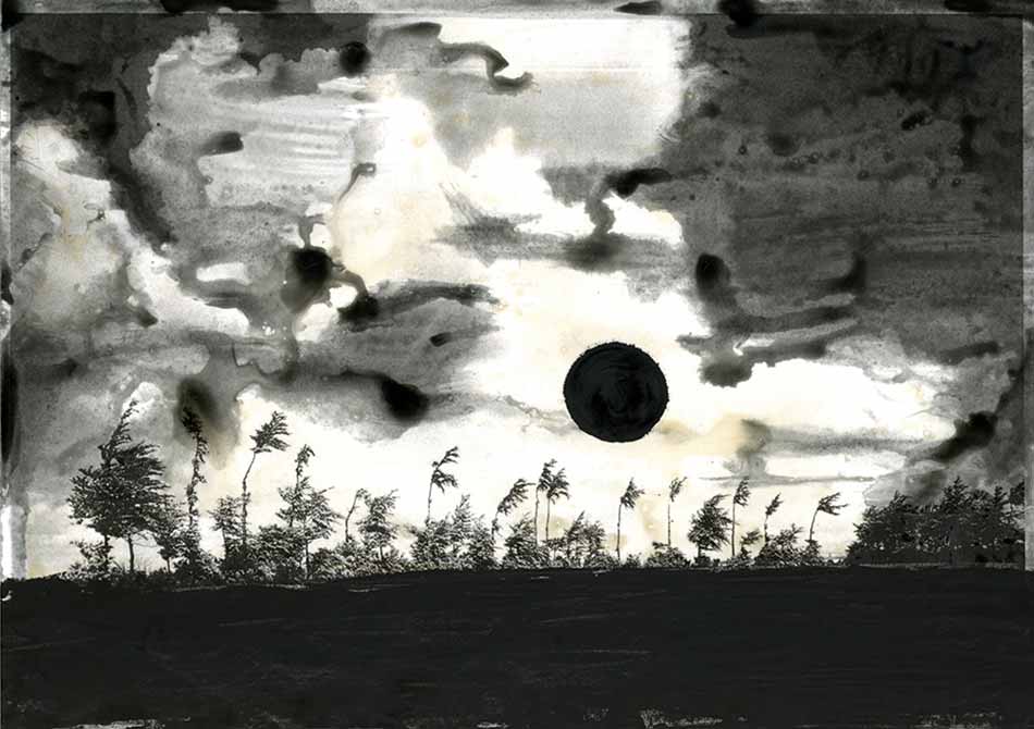 Sonne für Sander, indian ink on lasercopy, ca. 29 x 42 cm