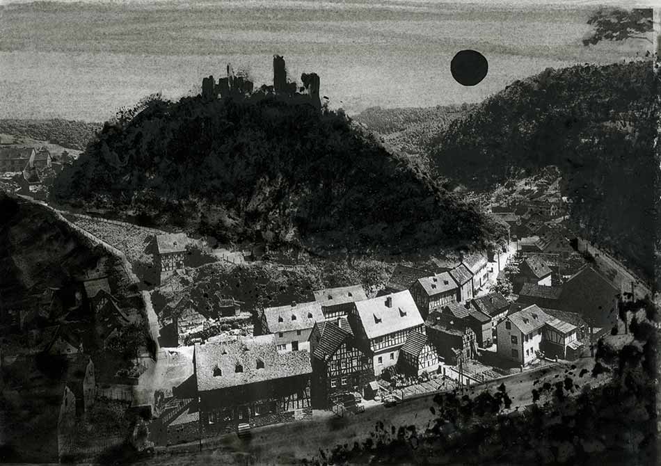 Sonne für Sander, indian ink on lasercopy, ca. 29 x 42 cm