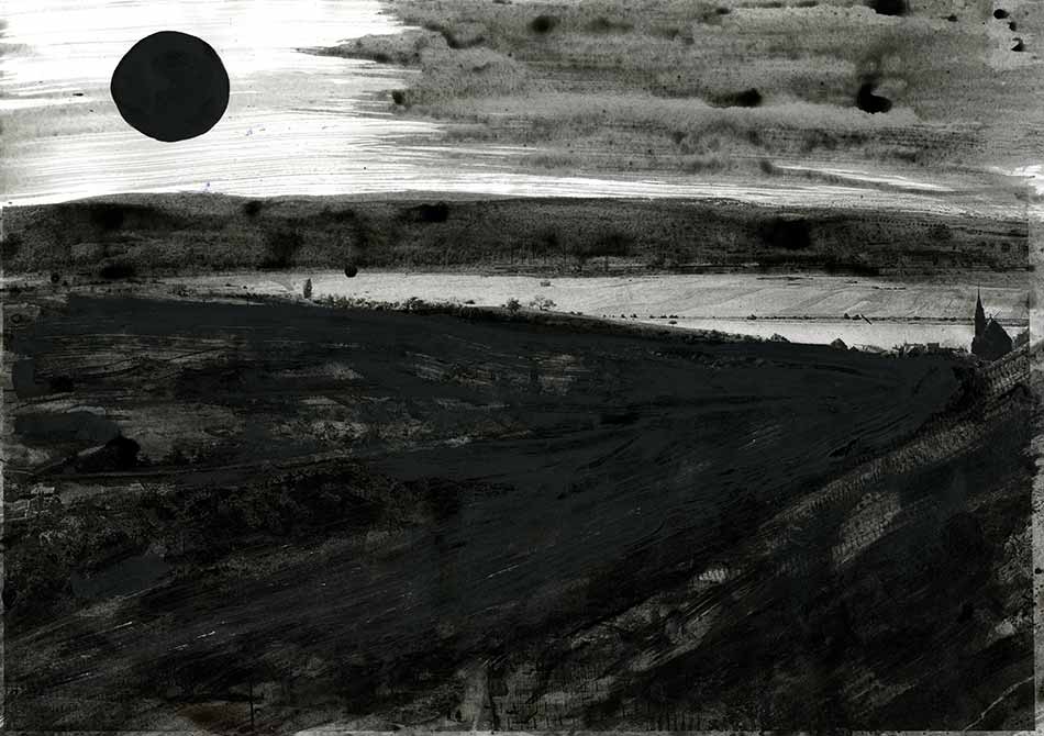 Sonne für Sander, indian ink on lasercopy, ca. 29 x 42 cm